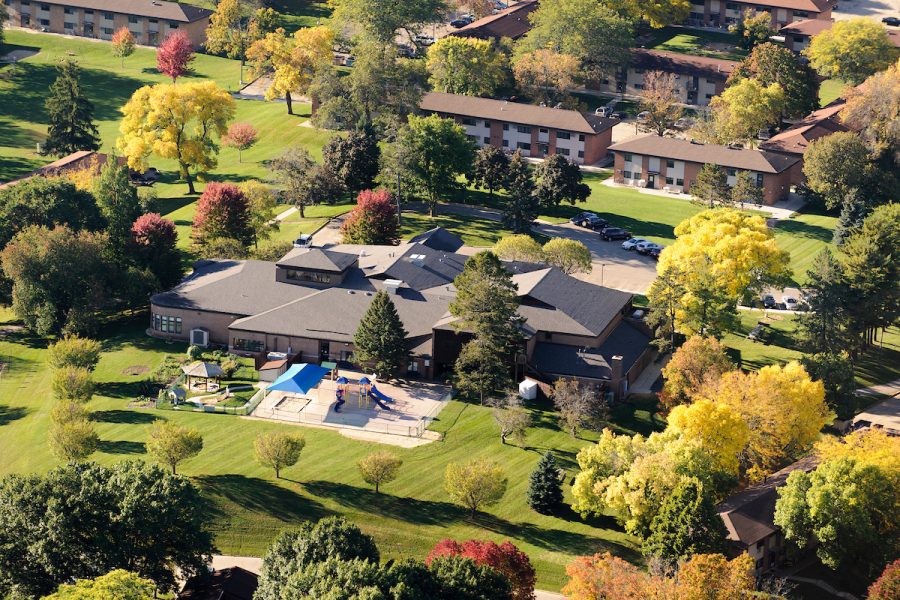 Aerial shot of eagle heights in fall